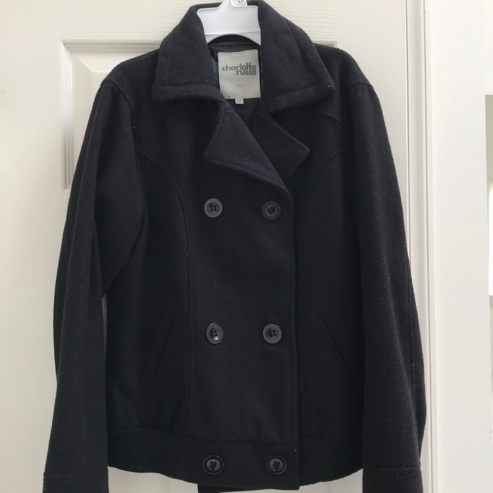 Black Peacoat size Small with buttons